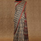 BIEGE WITH GREY BLOCK PRINTED SOFT TUSSAR SILK SAREE