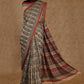 BIEGE WITH GREY BLOCK PRINTED SOFT TUSSAR SILK SAREE