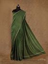OLIVE GREEN SHADE WITH ASCENDING OFF-WHITE MOTIFS PRINTED TUSSAR SILK SAREE