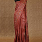 RUST COLOR WITH BEIGE AND CROSS STITCH DESIGN EMBROIDERY TUSSAR SILK SAREE