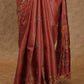 RUST COLOR WITH BEIGE AND CROSS STITCH DESIGN EMBROIDERY TUSSAR SILK SAREE