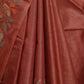 RUST COLOR WITH BEIGE AND CROSS STITCH DESIGN EMBROIDERY TUSSAR SILK SAREE