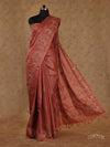 RUST COLOR WITH BEIGE AND CROSS STITCH DESIGN EMBROIDERY TUSSAR SILK SAREE