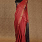 ORANGE AND GREY WITH WOVEN SEQUENCES ON BORDER TUSSAR SILK SAREE