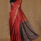ORANGE AND GREY WITH WOVEN SEQUENCES ON BORDER TUSSAR SILK SAREE