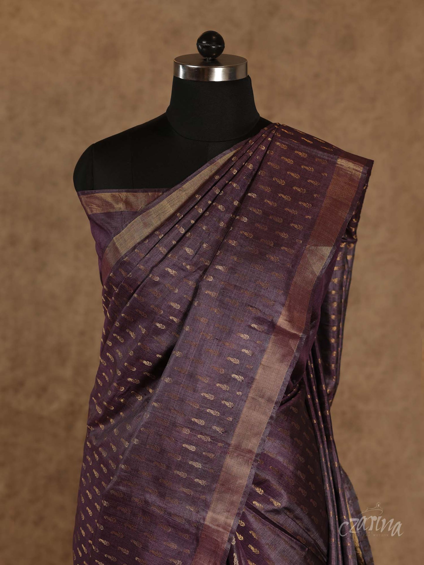 PURPLE WITH WOVEN BOUTIQUES IN ZERI TUSSAR SILK SAREE