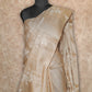 BEIGE HANDLOOM WITH OFF WHITE FLORAL EMBROIDERY TUSSAR SILK SAREE
