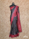 DARK GREY AND MAROON WITH TINY GOLD ZARI BUTTIES TUSSAR SILK SAREE