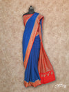 ROYAL BLUE WITH RED AND GOLD WOVEN BORDER AND PALLU CREPE SILK SAREE