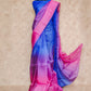 BLUE AND MAGENTA-SHADED ORGANZA SILK SAREE