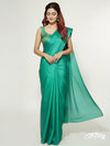 Teal Green Pure Chiffon Saree with Gold and Teal Brocade Blouse