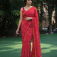 RED WITH INTRICATE BANDHINI DESIGNS CREPE SILK SAREE