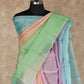 MULTICOLOURED IN PASTEL SHADES ORGANZA SILK SAREE