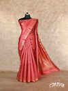 REDDISH PEACH WITH GEOMETRIC DESIGNS IN GOLD ZARI TUSSAR SILK SAREE