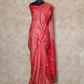 LIGHT RED WITH ALL-OVER WOVEN DESIGNS IN BEIGE TUSSAR SILK SAREE