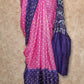 PINK AND DARK BLUE WITH BANDHINI DESIGNS GAJJI SILK SAREE