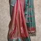 ONION PINK LIGHTWEIGHT WITH SEA GREEN AND GOLD THREADWORK KANCHIPURAM SAREE