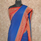 ROYAL BLUE WITH RED AND GOLD WOVEN BORDER AND PALLU CREPE SILK SAREE