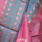 PEACH LIGHTWEIGHT WITH SEA GREEN AND GOLD THREAD WORK KANCHIPURAM SAREE