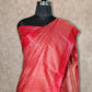LIGHT RED WITH ALL-OVER WOVEN DESIGNS IN BEIGE TUSSAR SILK SAREE
