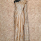 BEIGE HANDLOOM WITH OFF WHITE FLORAL EMBROIDERY TUSSAR SILK SAREE