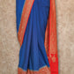 ROYAL BLUE WITH RED AND GOLD WOVEN BORDER AND PALLU CREPE SILK SAREE