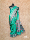 SEA GREEN LIGHTWEIGHT WITH PINK AND GOLD THREADWORK KANCHIPURAM SAREE