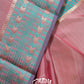 ONION PINK LIGHTWEIGHT WITH SEA GREEN AND GOLD THREADWORK KANCHIPURAM SAREE