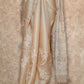 BEIGE HANDLOOM WITH OFF WHITE FLORAL EMBROIDERY TUSSAR SILK SAREE