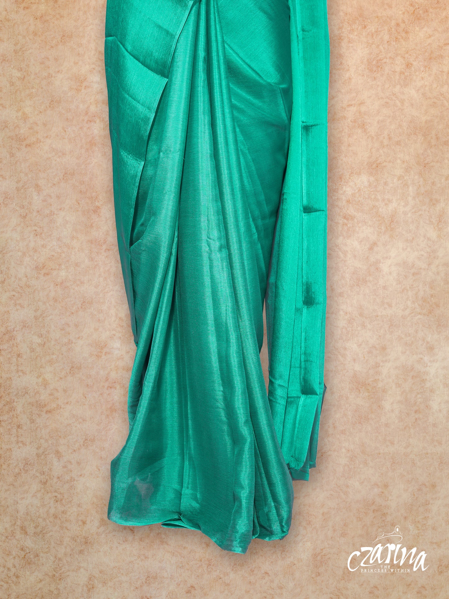 TEAL GREEN WITH GOLD AND TEAL GREEN BROCADE BLOUSE PURE CHIFFON SAREE