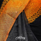 SUPERNET WITH BLOCK PRINTS, MIRROR WORK BLACK AND ORANGE COMBINATION KOTA SAREE