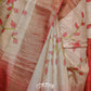 BEIGE AND RUST COLOR, FLORAL PRINTS ZARI BORDER TUSSAR SILK SAREE