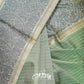 LIGHT OLIVE GREEN LIGHTWEIGHT WITH BEIGE BORDER AND GREY AND GOLD THREADWORK KANCHIPURAM SAREE