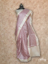 MAUVE AND CREAM PRINTED TUSSAR SILK SAREE