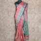 ONION PINK LIGHTWEIGHT WITH SEA GREEN AND GOLD THREADWORK KANCHIPURAM SAREE
