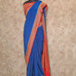 ROYAL BLUE WITH RED AND GOLD WOVEN BORDER AND PALLU CREPE SILK SAREE