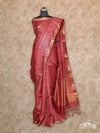RUST WOVEN WITH GEOMETRIC DESIGNS IN GOLD ZARI  TUSSAR SILK SAREE