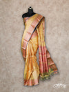PINK AND BEIGE LIGHTWEIGHT WITH PINK AND GOLD THREADWORK KANCHIPURAM SAREE