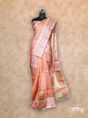 PEACH LIGHTWEIGHT WITH PINK AND GOLD THREADWORK KANCHIPURAM SAREE