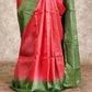 RED AND OLIVE GREEN WITH GOLDEN ZARI DOTS TUSSAR SILK SAREE