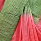 RED AND OLIVE GREEN WITH GOLDEN ZARI DOTS TUSSAR SILK SAREE