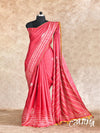 RED WITH SHIBORI DESIGNS, KANTA EMBROIDERY HIGHLIGHTS TUSSAR SILK SAREE