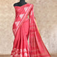 RED WITH SHIBORI CRAFT, KANTA EMBROIDERY TUSSAR SILK SAREE