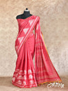 RED WITH SHIBORI CRAFT, KANTA EMBROIDERY TUSSAR SILK SAREE