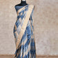 BLUE AND GREY SHADED WITH EMBROIDERY, ZARI BORDER TUSSAR SILK SAREE