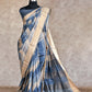 BLUE AND GREY SHADED WITH EMBROIDERY, ZARI BORDER TUSSAR SILK SAREE