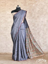 GREY WITH SEQUINS WORK ON BODY, MADHUBANI PAINTED PALLU TUSSAR SILK SAREE