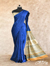ROYAL BLUE WITH BANDHINI DESIGNS, AJRAKH PRINTS GAJJI SILK SAREE