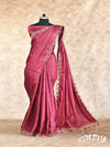 MAROON WITH TWINE CUT WORK IN BEIGE TUSSAR SILK SAREE