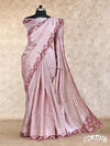 LIGHT PINK WITH MAROON TWINE CUT WORK TUSSAR SILK SAREE